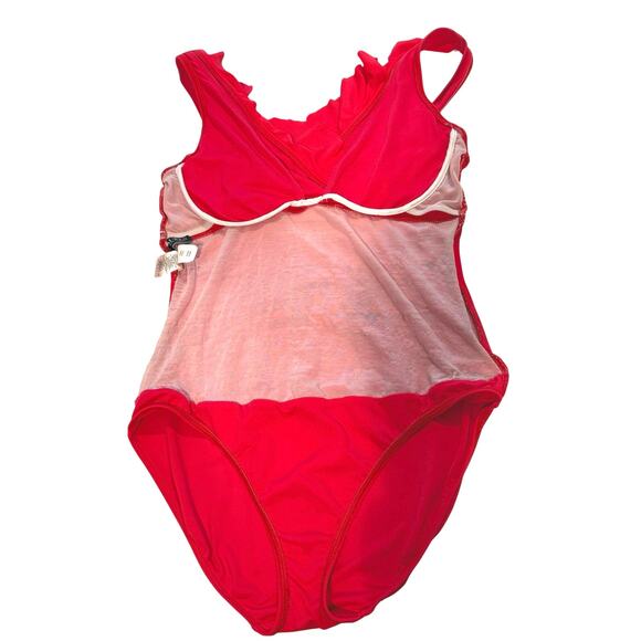 Ralph Lauren One Orange Coral Piece Ruched Ruffled US Size 10 - Picture 4 of 7